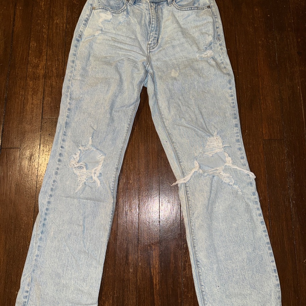 Dry Goods Sky Blue Ripped Straight Leg Jeans